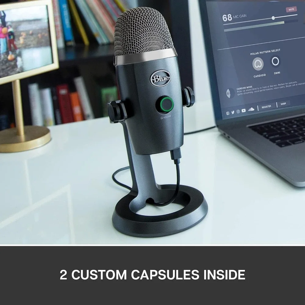Logitech Blue Yeti Nano Premium USB Microphone for PC, Mac, Gaming, Shadow Grey
